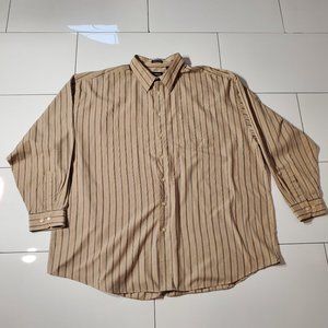 VAN HEUSEN CASUAL SHIRT BROWN LONG SLEEVE POLY-COTTON SIZE 3XLT